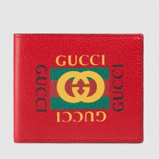 Gucci Red Print Leather Bi-fold Wallet