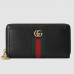Gucci Black Leather Ophidia Zip Around Wallet