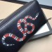 Gucci Black Kingsnake Print Leather Zip Around Wallet