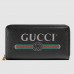 Gucci Black Print Leather Zip Around Wallet