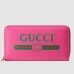 Gucci Pink Print Leather Zip Around Wallet