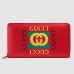 Gucci Red Print Leather Zip Around Wallet