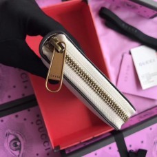 Gucci White Print Leather Zip Around Wallet