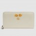 Gucci White Leather Zip Around Wallet With Bow