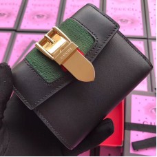 Gucci Sylvie Flap Wallet In Black Leather
