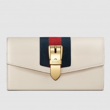 Gucci Sylvie Continental Wallet In White Leather