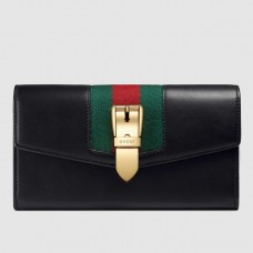 Gucci Sylvie Continental Wallet In Black Leather