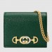 Gucci Zumi Card Case Wallet In Green Grainy Leather