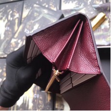 Gucci Zumi Continental Wallet In Burgundy Grainy Leather