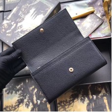 Gucci Zumi Continental Wallet In Black Grainy Leather