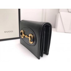 Gucci Horsebit 1955 Card Case Wallet In Black Calfskin