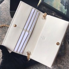 Gucci Horsebit 1955 Wallet With Chain In White Leather