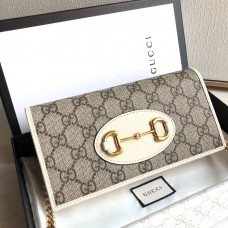 Gucci Horsebit 1955 White Wallet With Chain