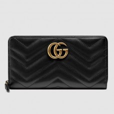 Gucci Black GG Marmont Zip Around Wallet