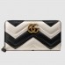 Gucci Black/White GG Marmont Zip Around Wallet