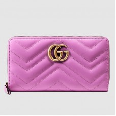 Gucci Pink GG Marmont Zip Around Wallet