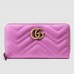 Gucci Pink GG Marmont Zip Around Wallet