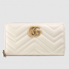 Gucci White GG Marmont Zip Around Wallet