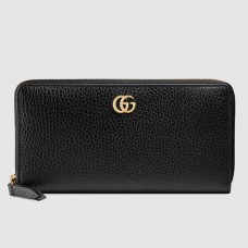 Gucci Black Leather Zip Around Wallet