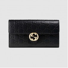 Gucci Icon Continental Wallet In Black Guccissima Leather