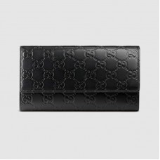 Gucci Continental Flap Wallet In Black Guccissima Leather