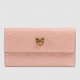 Gucci Continental Wallet With Cat In Pink Signature Leather