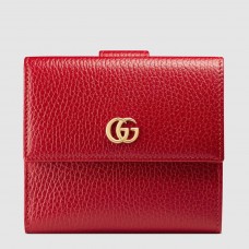 Gucci French Flap Wallet In Red Leather