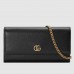 Gucci GG Marmont Chain Wallet In Black Leather