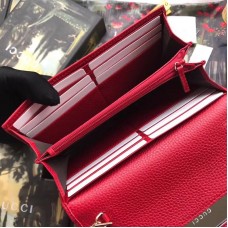 Gucci GG Marmont Chain Wallet In Red Leather