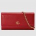 Gucci GG Marmont Chain Wallet In Red Leather