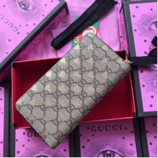 Gucci GG Supreme Bees Zip Around Wallet