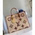 Louis Vuitton OnTheGo GM Bag In Raffia With Brown Leather M57644